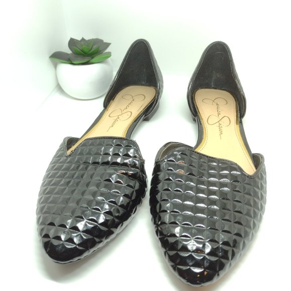 Jessica Simpson Renonna Black Waffle Embossed Flat Size 5 M - Picture 4 of 9